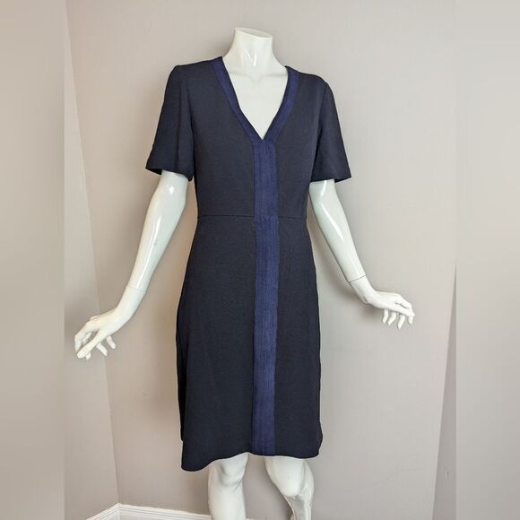 Tory Burch Sallare Tunic Dress XS Navy Blue Boho Silk Blend Preppy Resort Mini - Picture 1 of 9